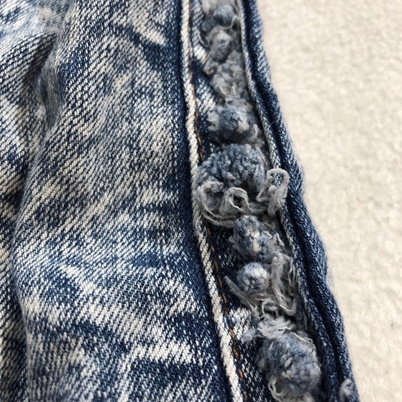 Elite Girls Skinny Jeans Size 14 Extreme Acid Wash Dyed Blue Hippie Torn Ripped - Picture 6 of 10